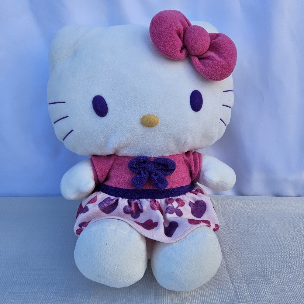 Sanrio Hello Kitty Large Plush 2010 Hearts Flowers Cherries 17 Inch RARE